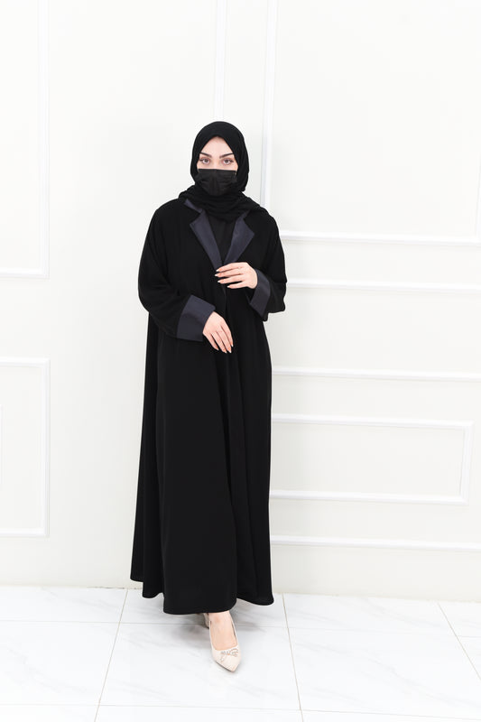 Abaya with taffeta collar and sleeves