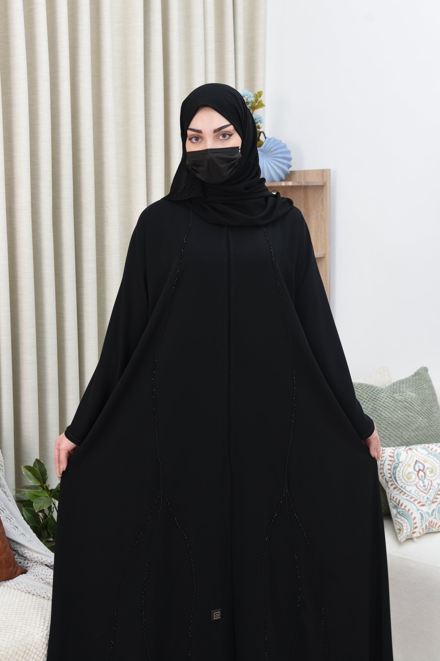Black Abaya with Subtle Black Embroidery