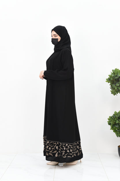Elegant abaya with enchanting beige embroidery