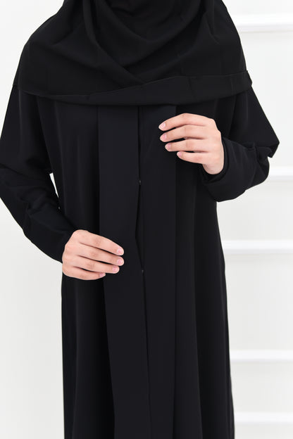 Girls’ plain abaya with folded sleeves