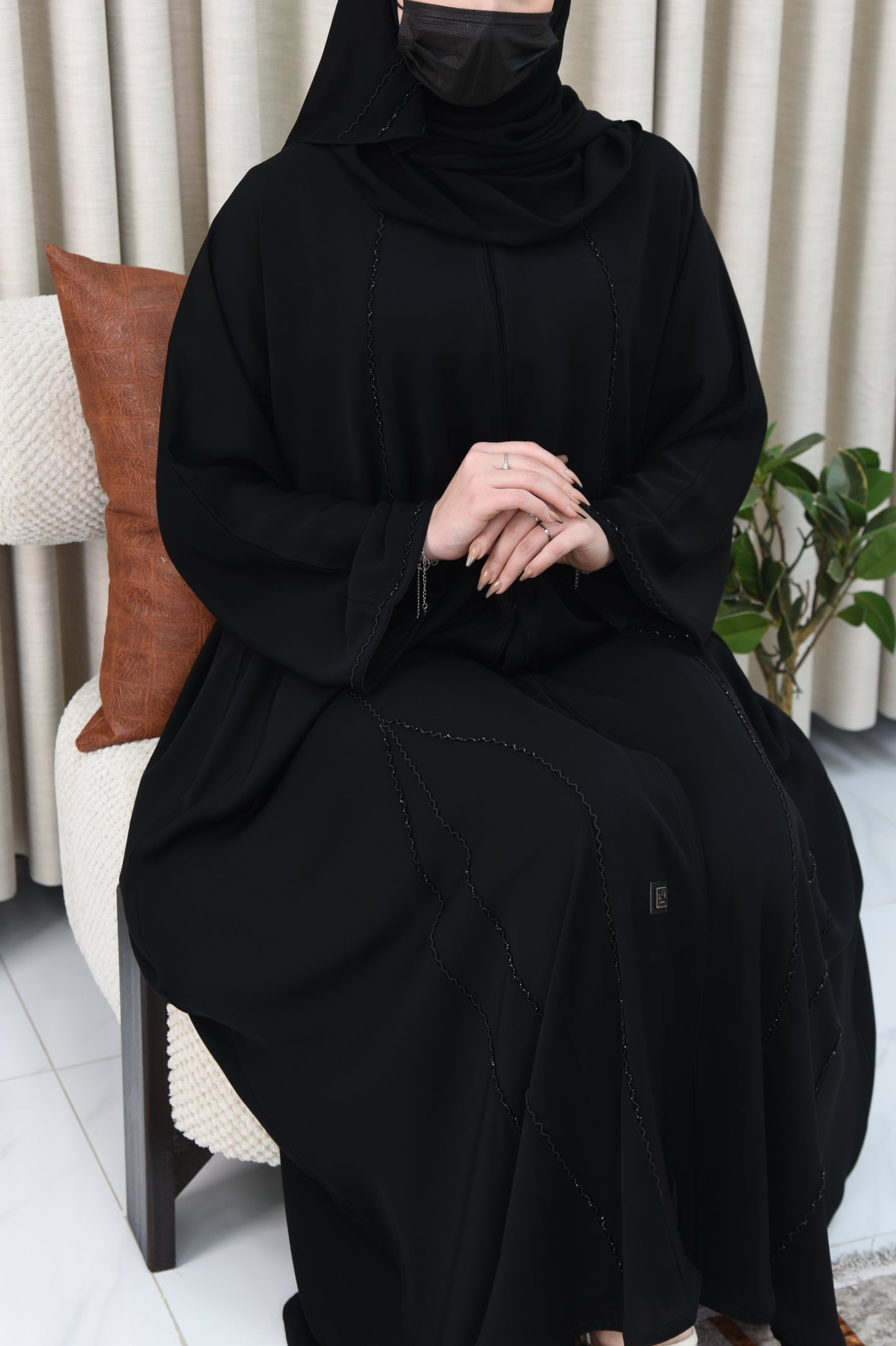 Black Abaya with Subtle Black Embroidery
