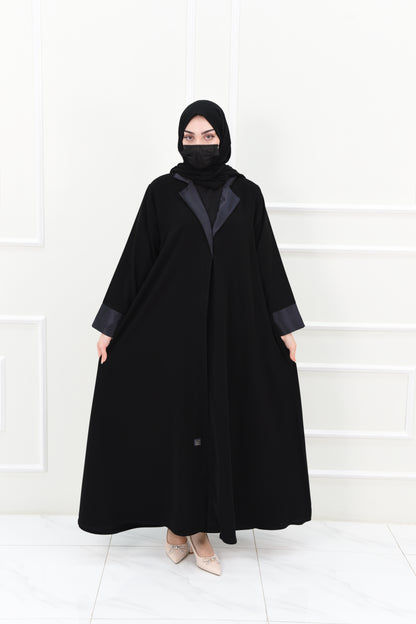 Abaya with taffeta collar and sleeves