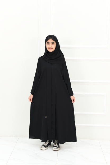 Girls’ plain abaya with folded sleeves