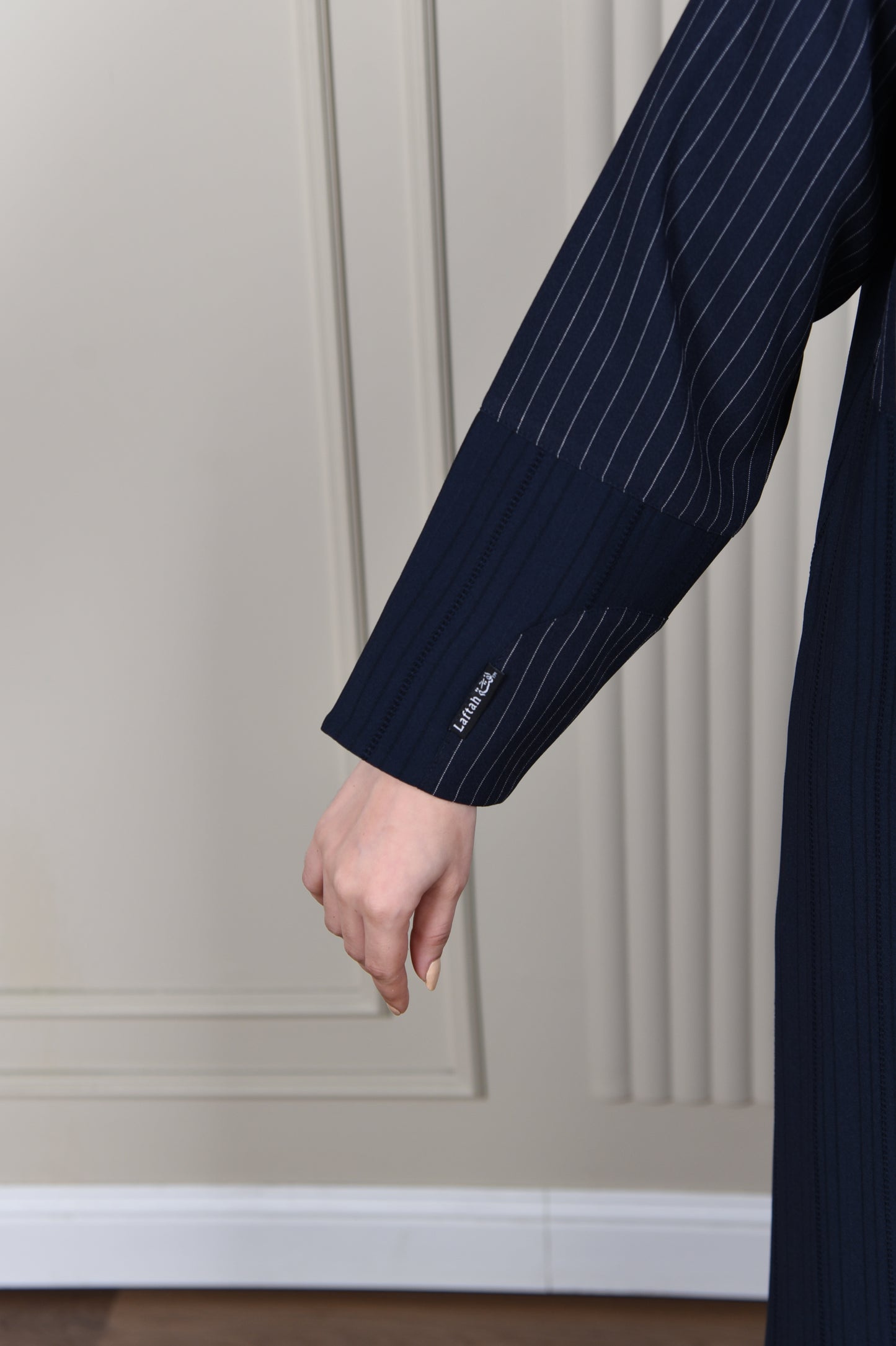 Navy Blue Abaya with Striped Details