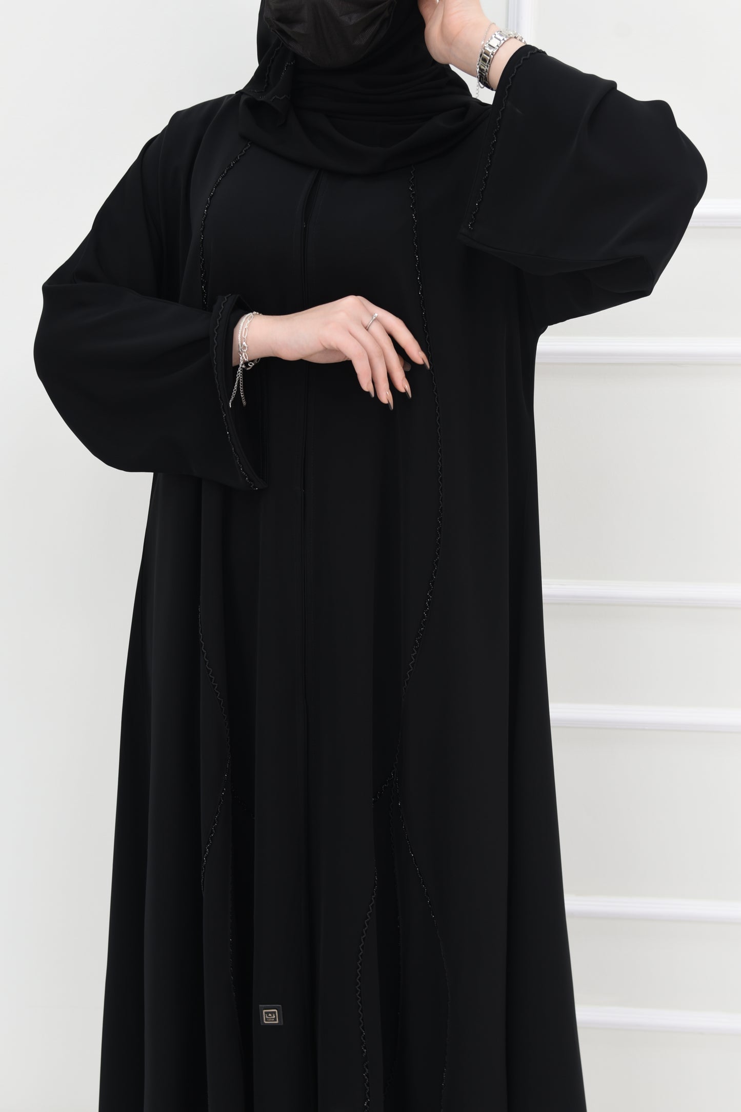 Black Abaya with Subtle Black Embroidery