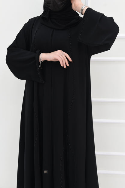 Black Abaya with Subtle Black Embroidery