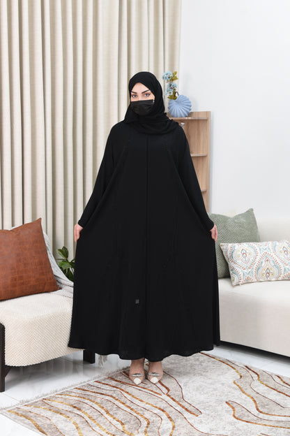 Classic Black Abaya with Luxurious Shimmering Beaded Embroidery