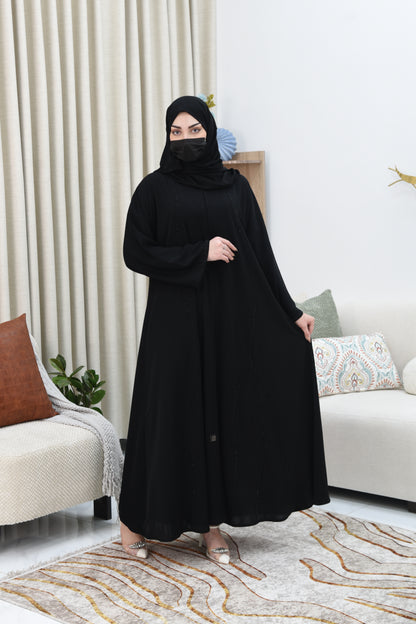 Classic Black Abaya with Luxurious Shimmering Beaded Embroidery