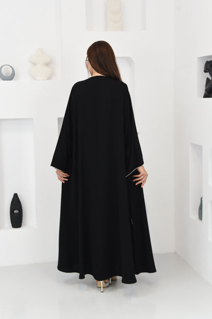 Flared abaya with elegant braided cord detailing