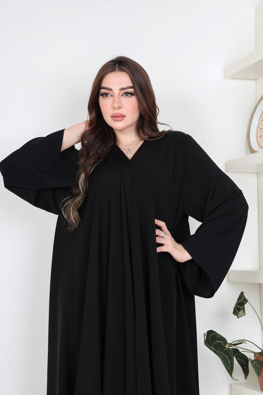 Plain flared abaya with wide sleeves