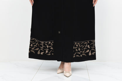 Elegant abaya with enchanting beige embroidery