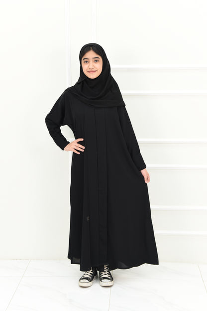 Girls’ plain abaya with folded sleeves