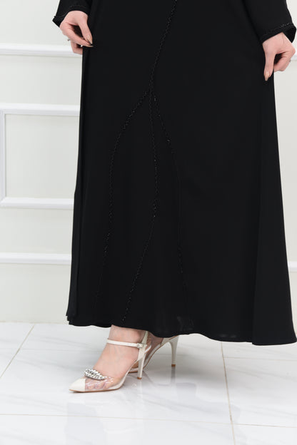 Black Abaya with Subtle Black Embroidery