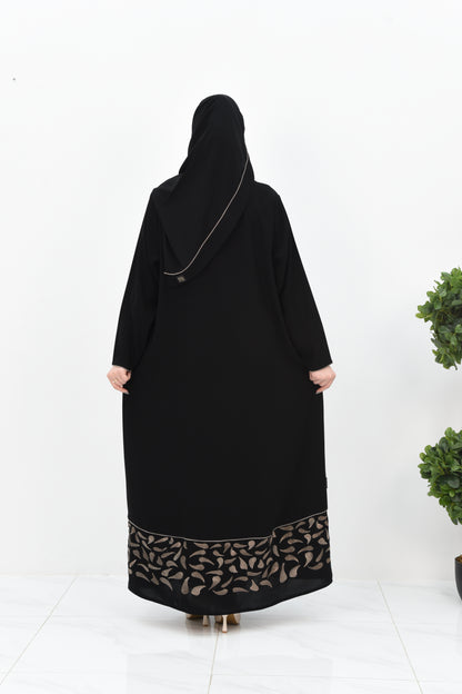 Elegant abaya with enchanting beige embroidery